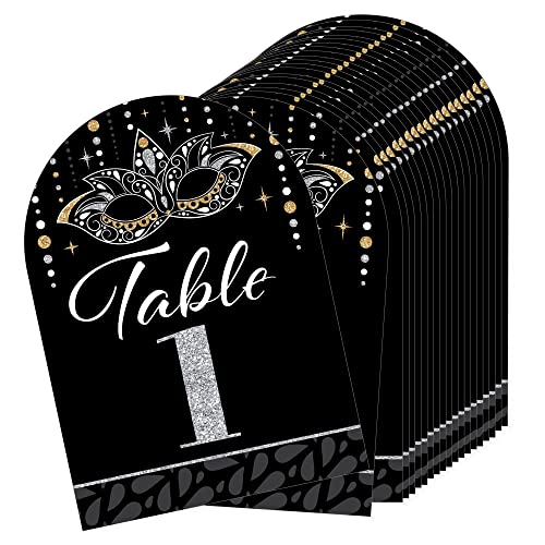 Big Dot of Happiness Masquerade - Venetian Mask Party Double-Sided 5 x 7 inches Cards - Table Numbers - 1-20