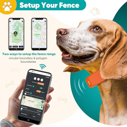 Aweec GPS Electric Dog Fence with Free App, Wireless Fence System with Training Collar, Portable Fence for Outdoor Use, Re...