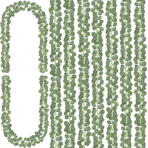 CQURE 8Pcs Eucalyptus Garland,Artificial Eucalyptus Leaves Table Greenery Garland Wreath Spring Vines for Wedding Party Ta...