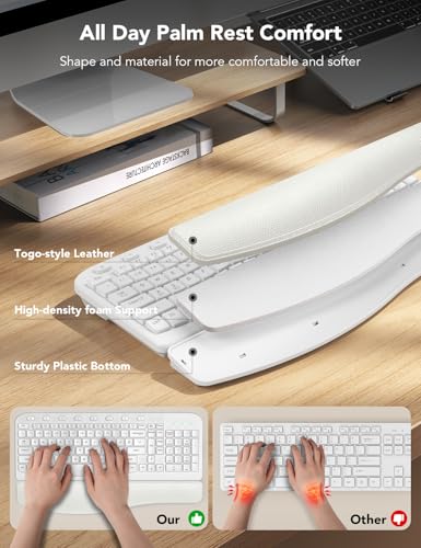 SABLUTE Wireless Keyboard and Mouse Combo, Ergonomic Wave Keys, Cushioned Plam Rest, Comfortable Silent Natural Typing, 2....