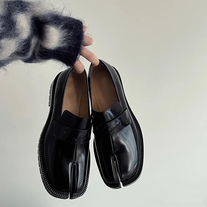 LokoLucx Tabi Shoes Split Toe Leather Chunky Platform for Women Girls Summer Non Slip Lightweight Round Toe Wide Width Cas...