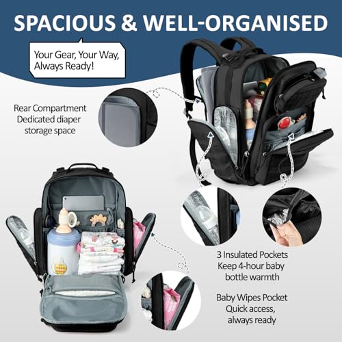 MIRACOL Outdoor Military Diaper Bag: Tactical Style Baby Backpack with Insulated Pockets & Changing Pad - Hiking Camping E...
