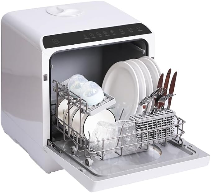 Countertop Dishwasher with built-in water tank, countertop mini portable dishwasher for apartments and RVs, Compact Dishwasher that can wash baby bottles. Dishwasher with drying function.