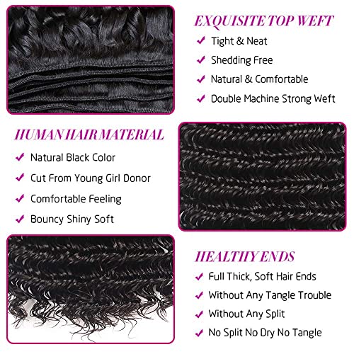 22 22 22 Inch Natura Black Color Water Wave Human Hair Bundles 8A Grade Unprocessed Brazilian Virgin Hair Wet And Wavy Bundles Human Hair Extensions