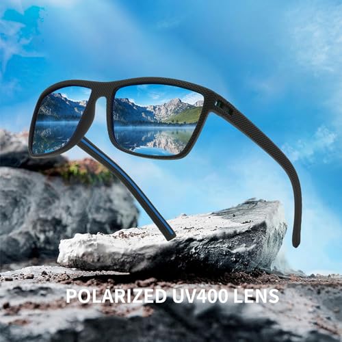 Mens Polarized Sunglasses - UV Protection Sun Glasses for Men, Lightweight Rectangular Sports Sunglasses for Driving, Fishing