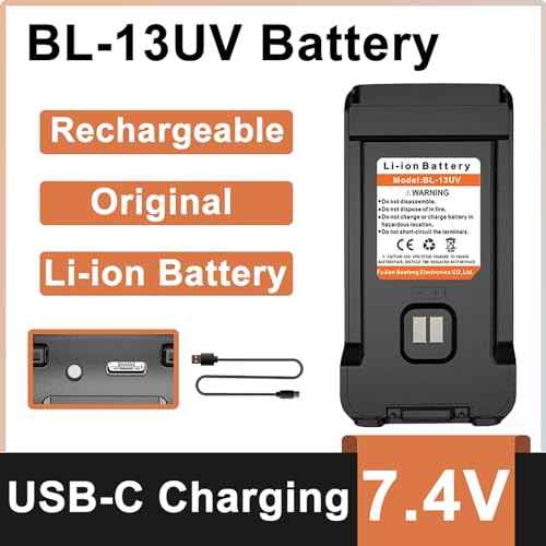 BAOFENG 6 Packs UV-13 Battery USB-C Charging Enlarge Original Li-ion Battery BL-13UV Rechargeable DC7.4V for GM-15 Pro UV-13 Pro P15UV for TYT UV88 UV98