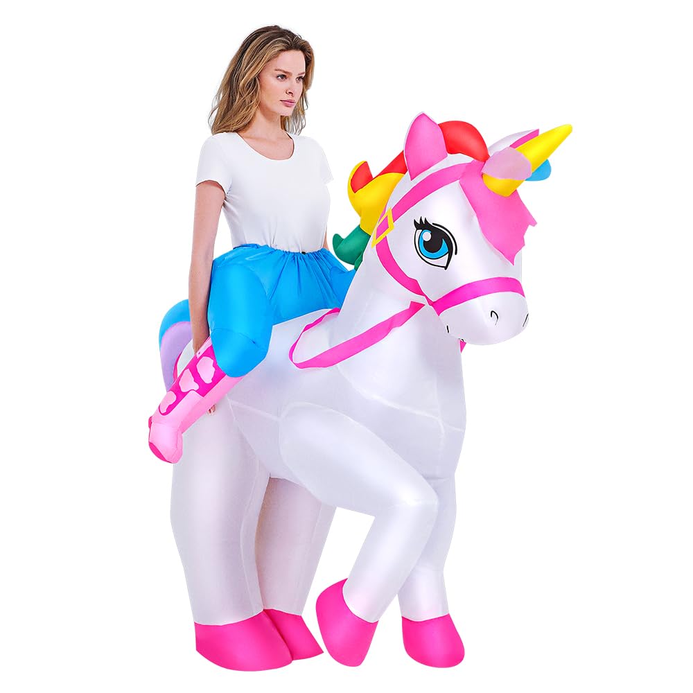 KOOY 2025 Inflatable Unicorn Costume Adult, Blow Up Ride On Unicorn Costume Funny Halloween Costumes Party, Halloween Costumes for Women Christmas