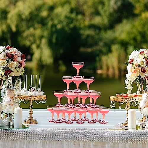 Zopeal 30 Pcs Champagne Coupe Glasses 5 oz Plastic Champagne Tower Disposable Martini Glasses Stackable Stemmed Margarita ...
