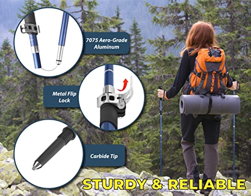 TREKOLOGY TREKZ SE 2pc Collapsible Hiking Stick - Lightweight, Foldable Retractable Trekking Poles for Men, Women & Senior...