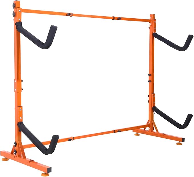 VEVOR Freestanding Kayak Storage Rack, Kayak Stand for 2 or 4 Kayak Canoe Paddleboard, Heavy-Duty Steel Kayak Hanger Holde...