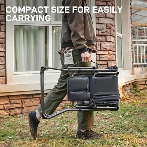 EVER ADVANCED Portable 30.7" Seat Height Tall Folding Camping Chair Directors Chair High Foldable Bar Stool with Side Tabl...