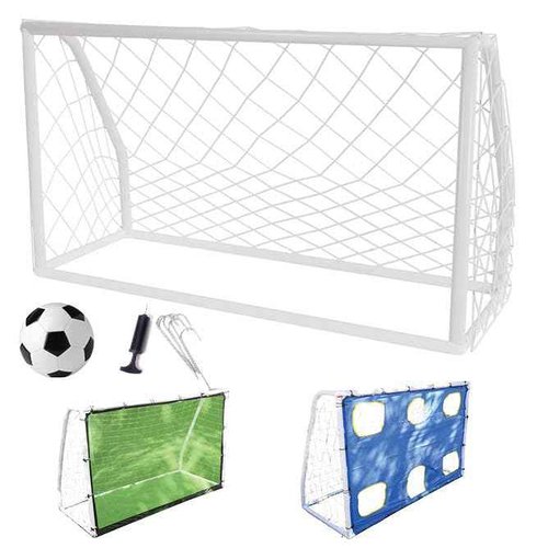 Soccer Goal Target 3 in 1 Trainer Practice Net – Goal Post Cage & A Rebounder Net & Target Holes Net for Kicking Accuracy – Ball & Pump Included, Great for Outdoor Sports Activity