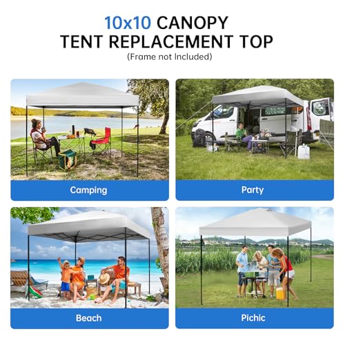 10×10 Canopy Replacement Top Cover, Pop Up Canopy Tent Cover for Straight Leg Frame, Waterproof Canopy Top with Windproof ...