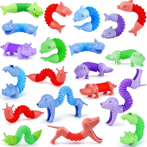 UrChoice 20Pcs Animal Pop Tubes Fidget Toys, Gift for Toddlers Kid Boy Grandkid,Party Favors, Carnival Prizes,Piñata Stuff...