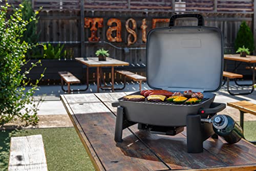 Nexgrill 10,000BTU 1-Burner Portable Propane Gas Grill Bundle with SHINESTAR Propane Adapter & Hose for Coleman Stoves, Bl...