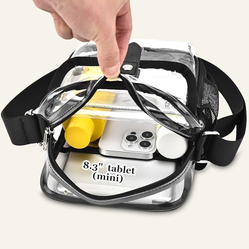 SPODEARS Clear Crossbody Bag for Stadium Events & Concerts - Adjustable Shoulder Strap Purse with 1 Bottle Holder