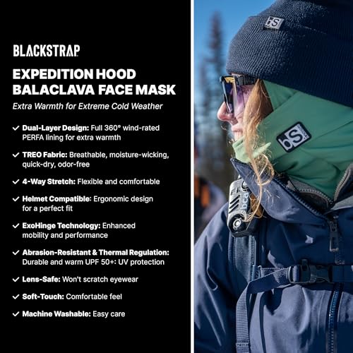 BLACKSTRAP Expedition Hood Balaclava Face Mask – Dual Layer, Breathable, Moisture-Wicking, and Helmet-Compatible - One Size