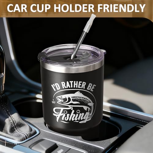 Lifecapido Fishing Gifts for Men, Gifts for Fisherman, I'd Rather Be Fishing 30oz Stainless Steel Insulated Tumbler, Birth...