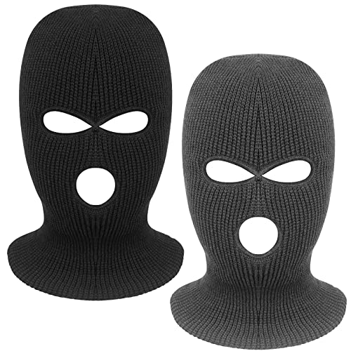 2 Pieces 3-Hole Full Face Mask Cover Ski Mask Winter Balaclava Cap Knitted Face Cover for Winter Outdoor Sports