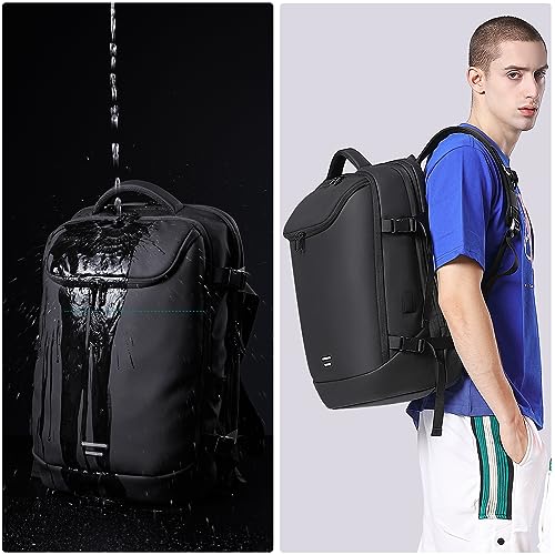 TANGCORLE 50L Carry on Travel Backpack, Expandable Airline Approved Backpacks with 3 Packing Cubes Fit 17.3 inch Laptop Su...