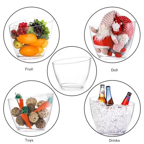 Lawei 2 Pack Acrylic Ice Bucket, 5.2L Clear Plastic Champagne Wine Bucket Chiller, Oval Bar Ice Cooler Container, Food Gra...
