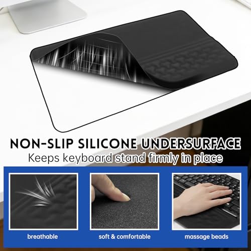 3-in-1 Ergonomic Keyboard Stand Wrist Rest Mouse Pad Set, Tilted Keyboard Riser Holder Support with Non-Slip PU Base, Wris...