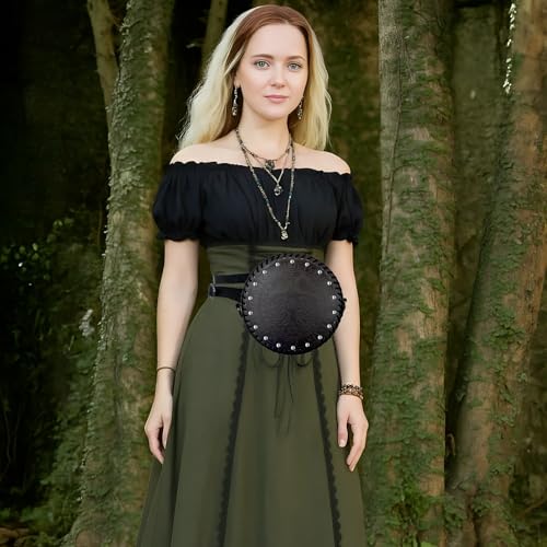 Renaissance Bag for Women,Viking Embossed Faux Leather Belt Purse Medieval Waist Bag,Ren Faire Accessories Gift for Trave...