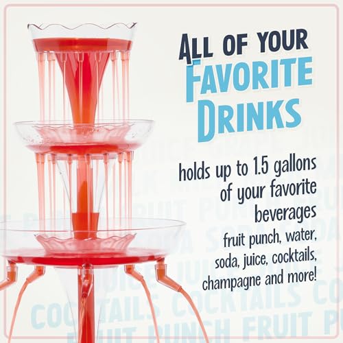 Nostalgia Countertop Retro Lighted Party Beverage Fountain – 1.5 Gallon Capacity, 3-Tiered Cascading Tower with LED Base -...