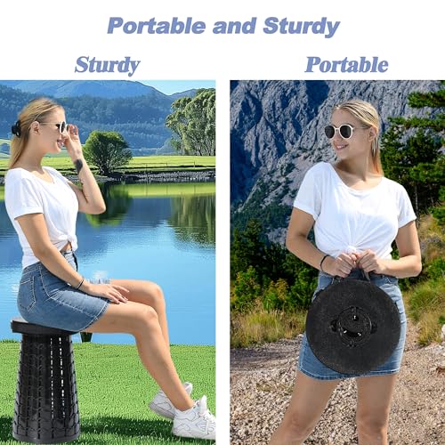 ALEVMOOM XXL Collapsible Stool with Thick Cushion,Taller 19.7" Wider 11.8" Camping Chair More Sturdy Capacity 1000LBS,Port...