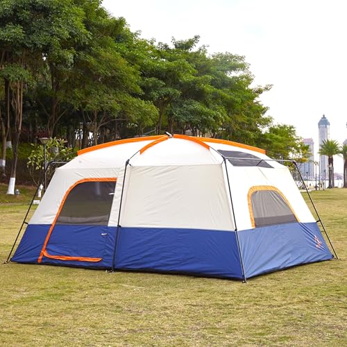KTT Extra Large Tent 6-10-12-14 Person(B),Family Cabin Tents,2 Rooms,3 Doors and 3 Windows with Mesh,Straight Wall,Waterpr...