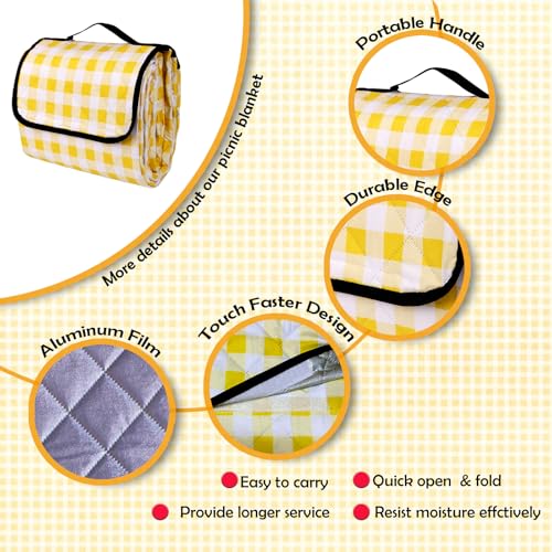 CUNCUI Picnic Outdoor Blankets, Extra Large 79x79in Beach Blanket, Thick 3-Layers Camping Waterproof Mat for Camp Hiking P...