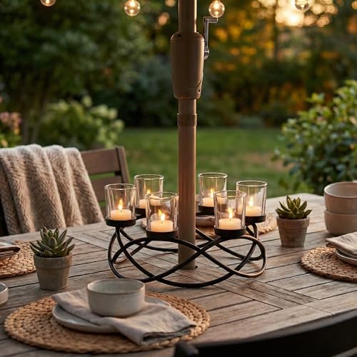 Seraphic Iron Round Table Decor Centerpiece Decorations Candle Holder for Weddings, Outdoor Patio, Kitchen, Dining Room, a...