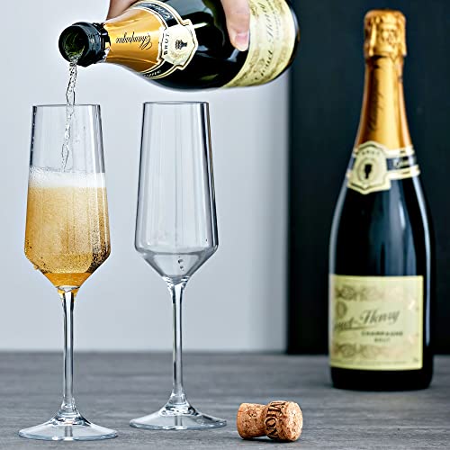 Amazing Abby - Stella - 8-Ounce Unbreakable Tritan Champagne Flutes (Set of 6), Plastic Wine Glasses, Reusable, BPA-Free, ...