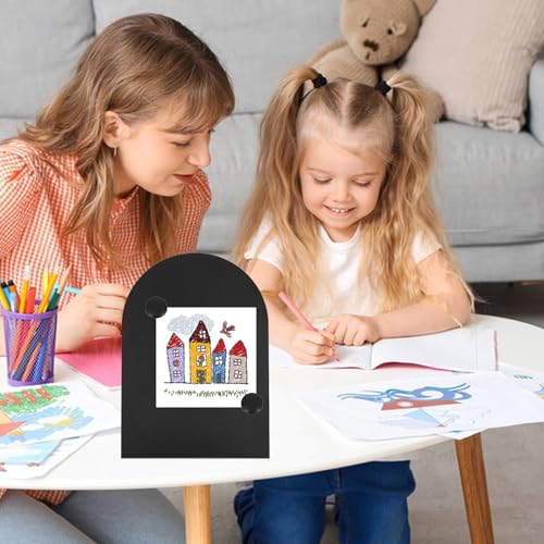 2 PCS Magnetic Bulletin Boards with Easel Stand, 11x8in Tabletop Metal Board with Anti-Tipping Bent Design and 4 Magnets, ...
