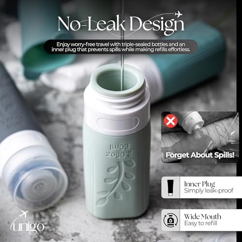 unigo 30pack Full Set TSA Approved Travel Bottles for toiletries, Travel Size Containers for Toiletries, Refillable Leakpr...