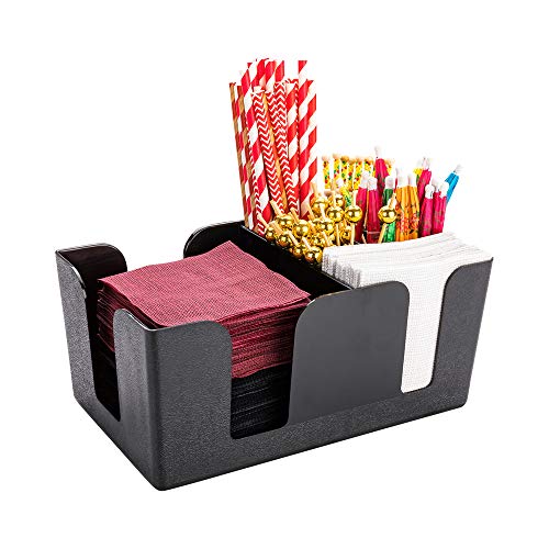 Restaurantware Bar Lux 9.5 x 5.8 x 4.2 Inch Bar Caddy 1 Pebbled Napkin Holder - 6 Compartments Organize Straws Napkins Or ...