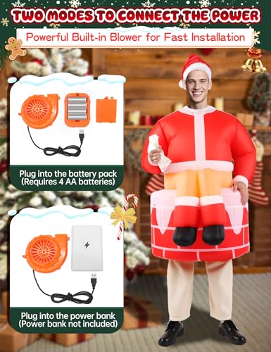 LETIME Inflatable Santa Costume Christmas Funny Blow up Santa Costume for Adults Holiday Parties, Cosplay, and Decorations