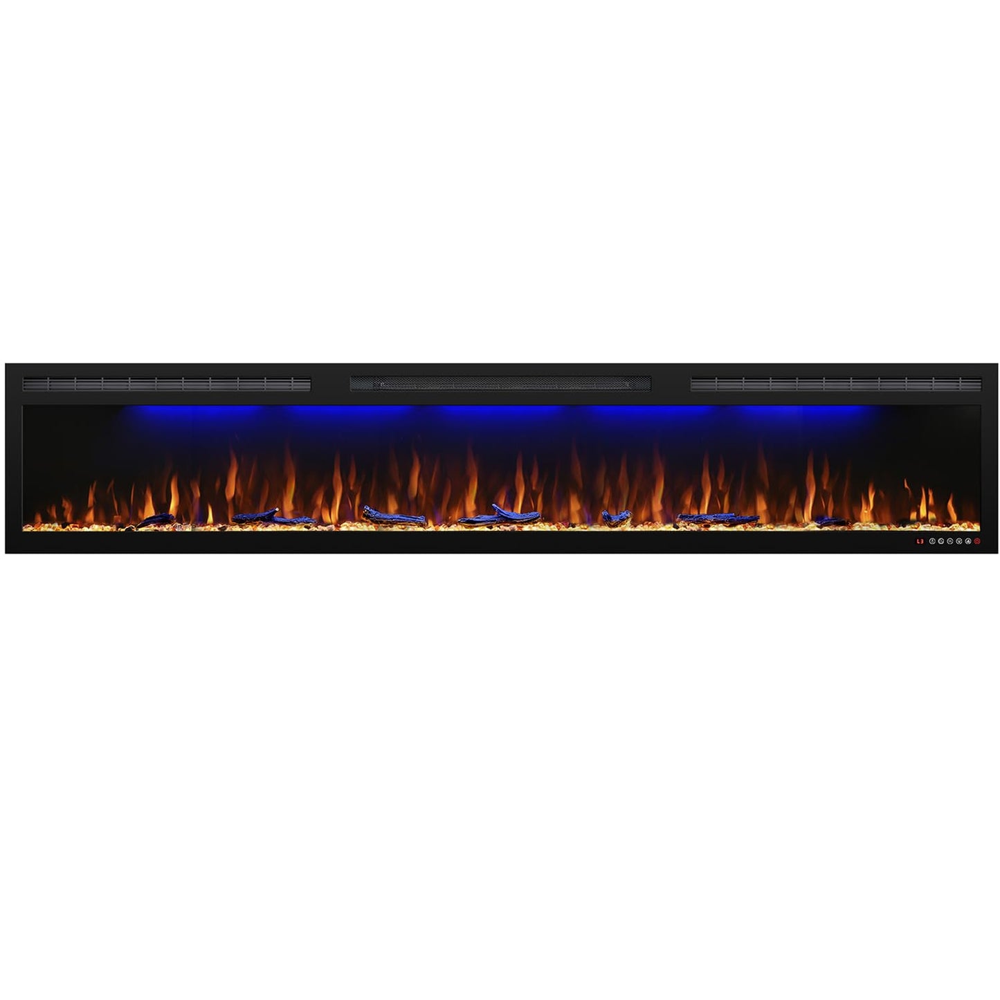 Mystflame Electric Fireplace Recessed 88 Inches, Insert And Wall Mounted Slim Fireplace With 750/1500 Watt Heater, Log & Crystal