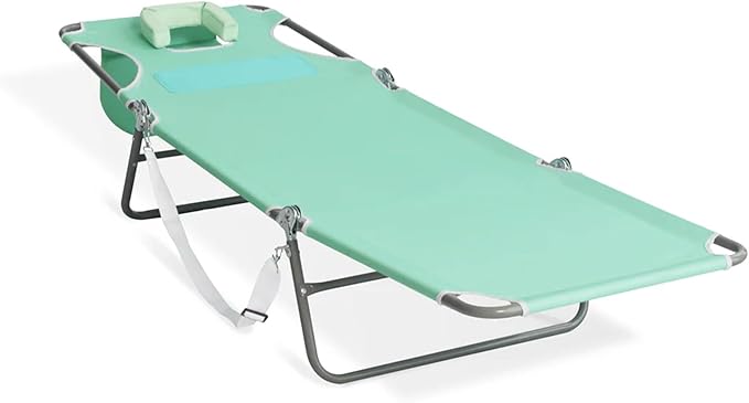 Ostrich Ladies Comfort Lounger, Foldable Beach Camping Pool Tanning Chair, Aqua
