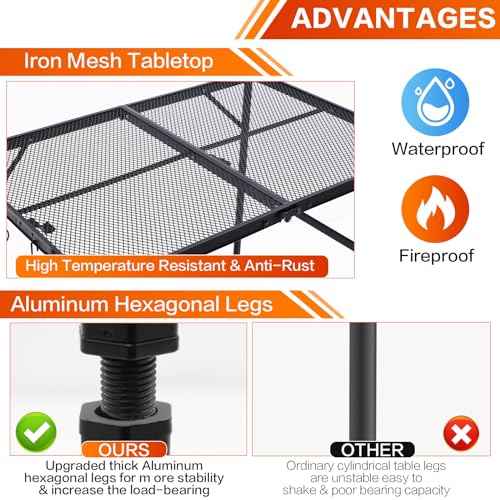 Outdoor Grill Camping Folding Table 3 Ft, Aluminium Picnic Table - Portable, Lightweight, Compact & Height Adjustable Collapsible Patio BBQ Garden Table