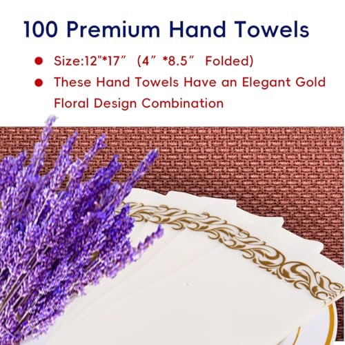 JOLLY CHEF 100 Disposable Hand Towels, Soft and Absorbent Linen Feel Dinner Napkin, Elegant Decorative Paper Guest Towels ...