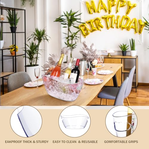 Ice Buckets for Parties, 6.5L Beverage Tub 2pcs Christmas Mimosa Bar Clear Acrylic Champagne Bucket with Scoops, Drink Buc...
