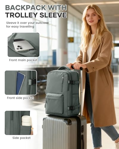 WONHOX Large Travel Backpack Carry on Flight Approved Laptop Work Business Backpack for Women Men Mochila de Viaje
