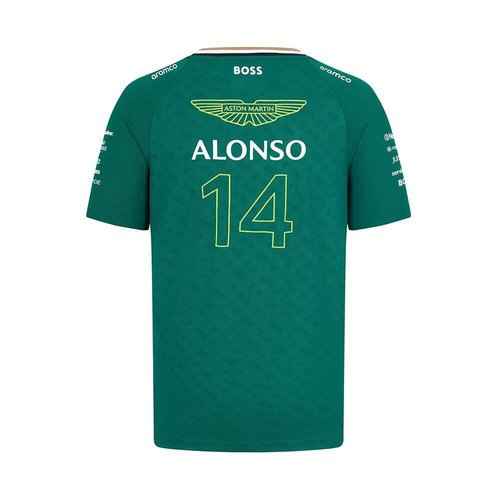 Aston Martin Men's F1 2024 Fernando Alonso Team Tshirt - Green - Size: Small