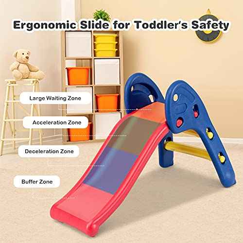 Baby Joy Folding Slide, Indoor First Slide Plastic Play Slide Climber Kids (Ellipse Rail)