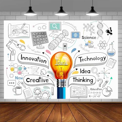 EMDSPR 10x7ft Light Bulb Ideas Backdrop Lightbulb Creative Innovation Think Photography Background Birthday Party Supplies...