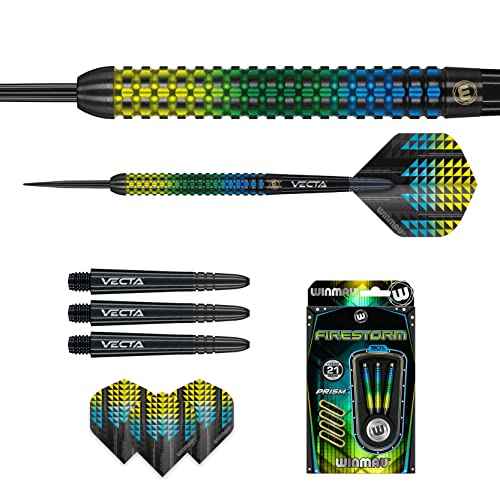 Winmau Firestorm Professional 90% Tungsten Darts Set with Flights and Stems (Shafts) Steel Tip & Soft Tip