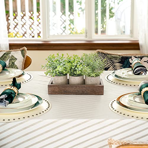 Dahey 3 Pack Mini Potted Artificial Eucalyptus Fake Plants with Wood Tray Centerpiece Table Decorations, Farmhouse Pulp Fl...