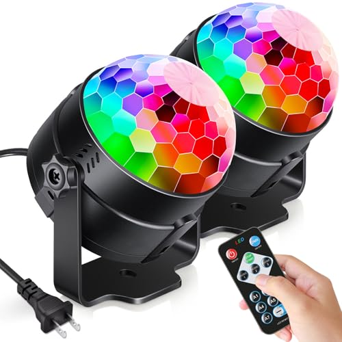 Luditek 2-Pack Sound Activated Party Lights with Remote Control, Disco Ball Light, DJ Strobe Lamp for Home Room Dance Part...
