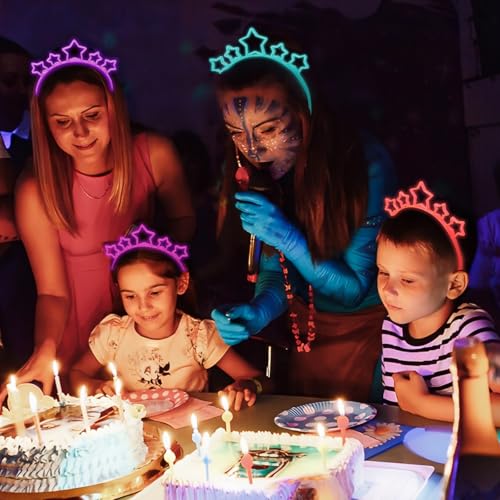 Rhoxshy Light Up Headband Star Headbands Glow in the Dark 6-Pack Rave Headbands Luminous Hair Band Sunlight-Activated Hair...